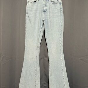 Forever 21 Blue Flare Wide Leg Jeans High-Waisted
